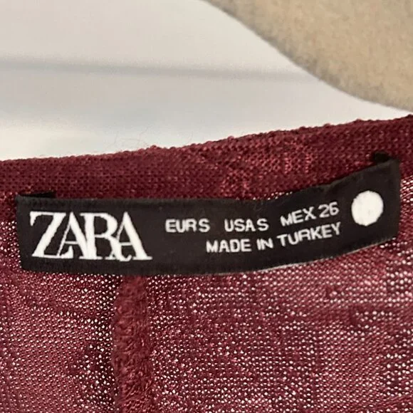 Zara Deep Burgundy Jacquard Midi Dress – Size S - Picture 5 of 6